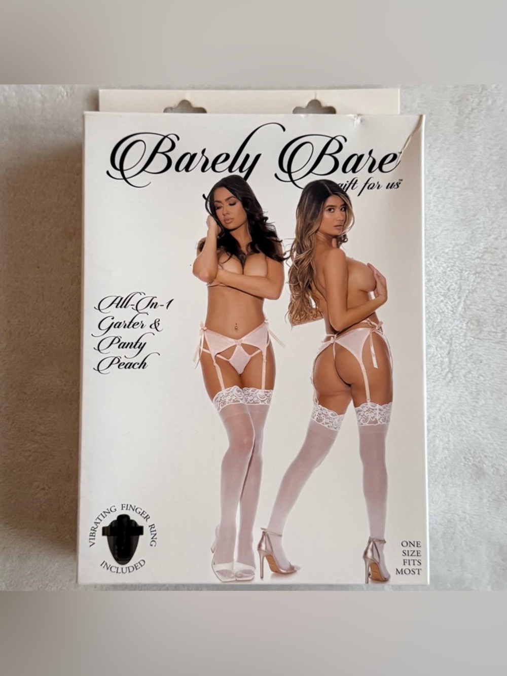 Barely Bare Peach Mesh Garter & Panty Lingerie Set
